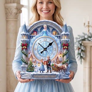 Snowy Christmas Hanging Wall Clock – Personalized Gifts For Family 04HAQN010826