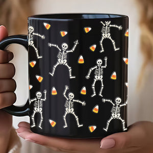Slightly Subtle Halloween Skeleton Black Mug 03qhqn230825