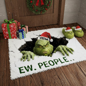 Playful Green Monster Doormat - Personalized Gifts For Movie Lovers 09TGLU221025