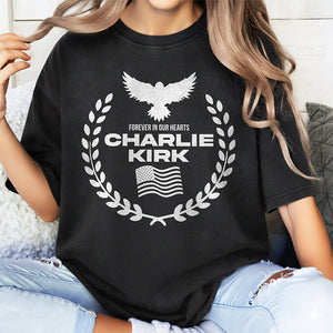 Charlie Kirk Memorial Washed T-Shirt, Patriotic Eagle Tribute 03acqn110925
