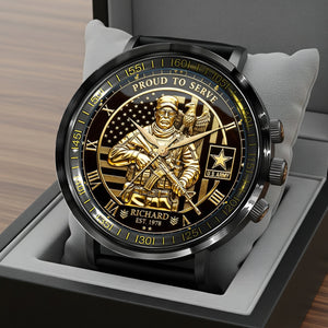 Proud To Serve Stainless Steel Men's Watch - Personalized Gifts For Veteran 01tgqn171225