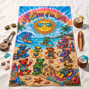 Grateful Dead Bear Beach Towel, Personalized Gifts For Music Lovers 03qhlu200726