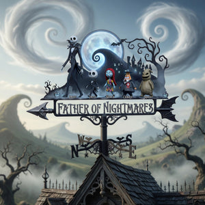 Spooky Father and Kids Metal Weather Vane - Personalized Gifts For Dad 01nalu140526