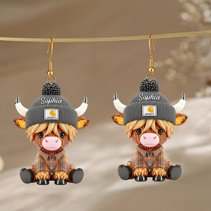 Rustic Cow Acrylic Earrings - Personalized Gifts For Highland Cow Lovers 03naqn120725