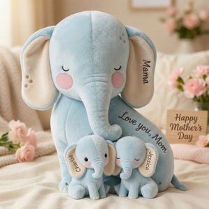 Snuggle Elephant Mom Custom Shape Pillow - Personalized Gifts For Mom 04qhlu240226