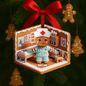 Nurse Gingerbread Christmas Wood Ornament - Personalized Gift For Nurses 06PGLU160825