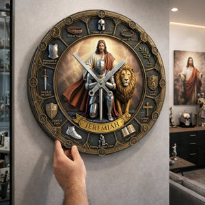 Kneeling Knight Acrylic Hanging Wall Clock - Personalized Gifts For Christian 01hulu060326