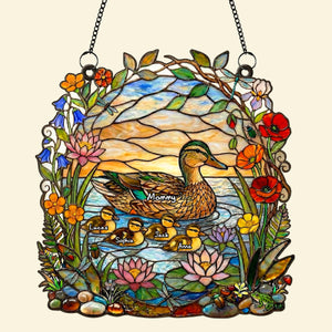 Ducky Mom Suncatcher Ornament - Personalized Gifts For Mom 04TYTN260226