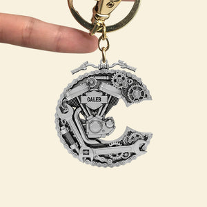 Motorcycle Mechanical Initial Letter Alphabet Keychain Personalized Gifts For Bikers 01qhtn200825