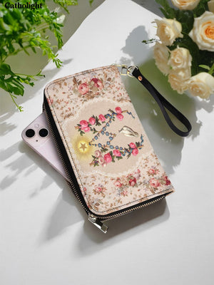 Catholight Roses of the Rosary Leather Wallet Purse