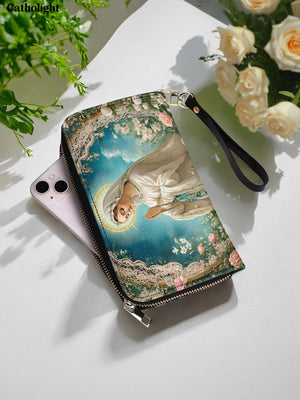 Catholight Lady Of Lourdes Leather Wallet Purse