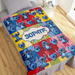 Cute Blue Alien Blanket  - Personalized Gifts For Movie Lovers 01ohqn300625