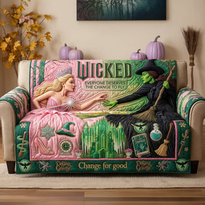 Pink & Green Quilted Sofa Cover - Personalized Gifts For Witch Lovers 01qhqn150826