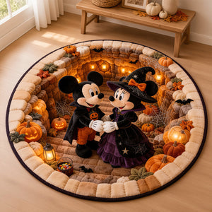 Spooky Little Mouse Round Mat - Personalized Halloween Gifts For Couple 02pgdt290826