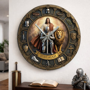 Kneeling Knight Acrylic Hanging Wall Clock - Personalized Gifts For Christian 01hulu060326