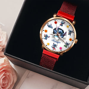 Blue Alien Mesh Strap Quartz Watch – Personalized Gifts for Cartoon Lovers 03pgqn170725