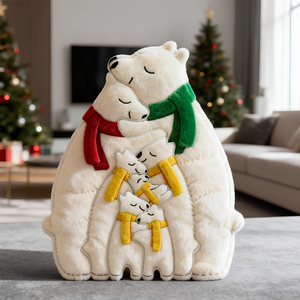 Ice Bear Family Hugging Pillow, Personalized Gifts For Family 03qhdt081125