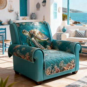 Sea Turtle Quilted Sofa Cover - Personalized Gifts 05KILU050226