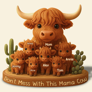 Personalized Gifts For Mom Plaque Highland Cow Mama 03XQDT150425-Homacus