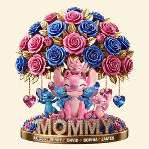 Cute Mommy Pink Aliens Flower Acrylic Plaque - Personalized Gifts For Mother's Day 01tytn070426