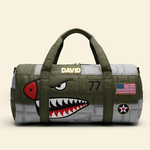 Personalized Gifts For Veterans Airplane Shark Quilted Duffle Bag 04natn080925