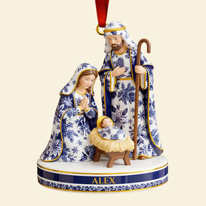 Toile de Jouy Nativity Christmas Ornament – Personalized Gifts for Believers 02PGDT021025