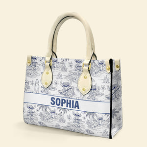 Cute Alien Monster Personalized Gifts For Movie Fans Toile De Jouy Style Leather Bag 03natn070725