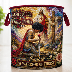 Kneeling Knight Quilted Laundry Basket - Personalized Gifts For Christians 01hudt180726