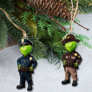 Police Christmas Ornament - Green Monster - Personalized Gifts For Police Officer Ornament, Law Enforcement - Ornament - GoDuckee