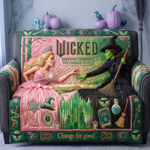 Pink & Green Quilted Sofa Cover - Personalized Gifts For Witch Lovers 01qhqn150826