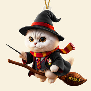 Flying Broom Cat Christmas Ornament - Personalized Gifts For Cat Lovers 03ACDT220825