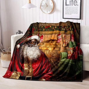 Cozy Santa By The Fireplace - Personalized Christmas Blanket 125laxx180725