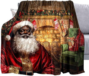 Cozy Santa By The Fireplace - Personalized Christmas Blanket 125laxx180725
