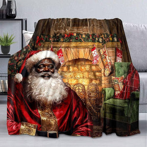 Cozy Santa By The Fireplace - Personalized Christmas Blanket 125laxx180725
