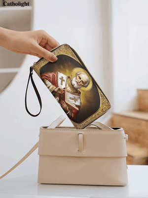 Catholight Saint Nicholas: The Patron of Generosity - Leather Wallet Purse