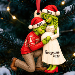 Furry Naughty Couple Pregnancy Announcement Baby Bump Ornament - Personalized Christmas Gifts For Couples 01tydt201026