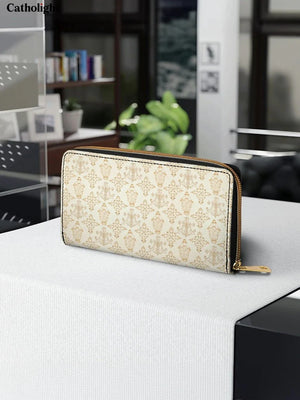 Catholight The Ave Maria Pattern Leather Wallet Purse