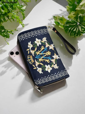 Catholight Crown Of Grace Leather Wallet Purse