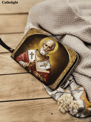 Catholight Saint Nicholas: The Patron of Generosity - Leather Wallet Purse