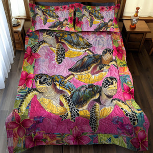 Aloha Turtle Dreams 3-Piece Quilted Bedding Set NCU0TL476