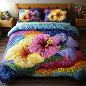 Aloha Blossom 3-Piece Quilted Bedding Set NCU0DK5700