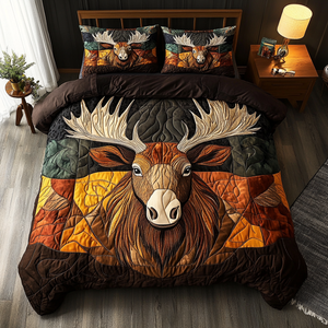 Alpine Antler Art 3-Piece Quilted Bedding Set NCU0DK3368