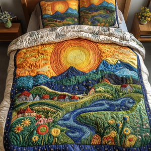 Amber Glow Hills 3-Piece Quilted Bedding Set NCU0NT2800