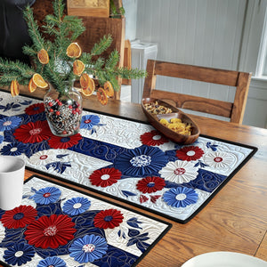 American Floral Pride Quilted Table Runner and Quilted Place Mat Set NCU0PT4505