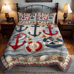 Anchor And Lifebuoy 3-Piece Quilted Bedding Set NCU0TH1226