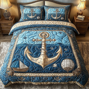 Anchor Voyage 3-Piece Quilted Bedding Set NCU0DK3985