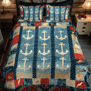 Anchors At Rest 3-Piece Quilted Bedding Set NCU0TH1225