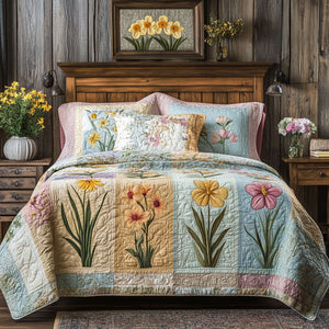 Antique Blossom 3-Piece Quilted Bedding Set NCU0PT5032