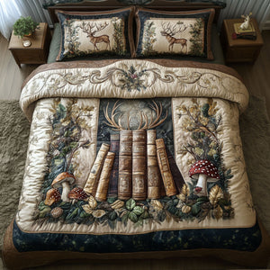 Antlered Library Elegance 3-Piece Quilted Bedding Set NCU0PT4985