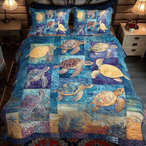 Aqua Adventure 3-Piece Quilted Bedding Set NCU0TL1132